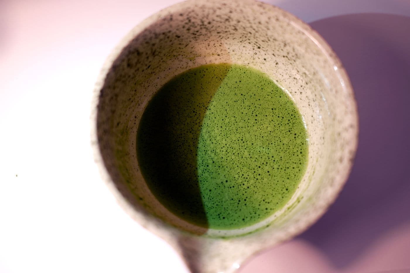 Freshly whisked usucha matcha in a ceramic bowl