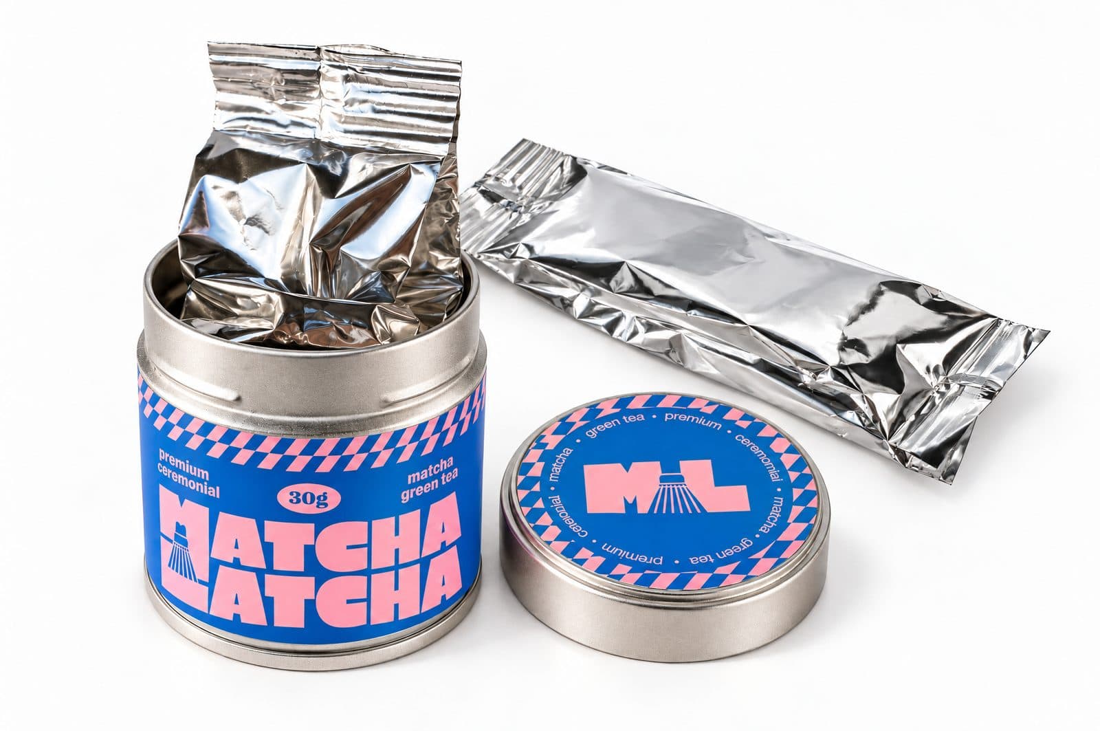 Balenie Matcha Latcha – plechovka s vnútorným ochranným vreckom