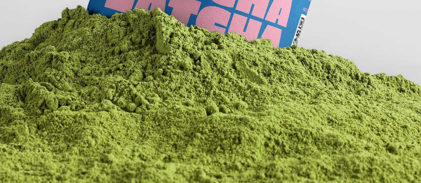 Detail žiarivo zeleného matcha prášku